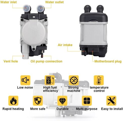 12V 6KW Diesel Fuel Liquid Heater Gasoline Preheater LCD Switch Silencer +Water Pump Parking Heating Device For Trucks Van Car(One-way remote) in Saudi Arabia