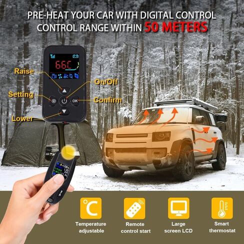 12V 6KW Diesel Fuel Liquid Heater Gasoline Preheater LCD Switch Silencer +Water Pump Parking Heating Device For Trucks Van Car(One-way remote) in Saudi Arabia