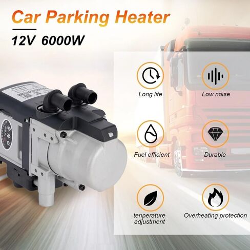 12V 6KW Diesel Fuel Liquid Heater Gasoline Preheater LCD Switch Silencer +Water Pump Parking Heating Device For Trucks Van Car(One-way remote) in Saudi Arabia