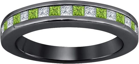 Princess Cut Gemstone Half Eternity 14k Black Gold Plated Wedding Band Ring for Women in Kuwait