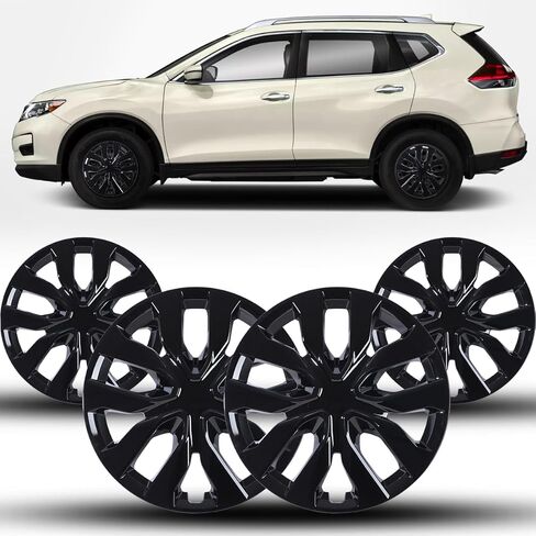 Winjet 17" Hub caps Wheel Covers Replacement for 2014-2020 Nissan Rogue [2014 2015 2016 2017 2018 2019 2020 Nissan Rogue] Wheel Rim Covers 17 Inch Hubcaps Set of 4 (Black Lacquer) in Kuwait