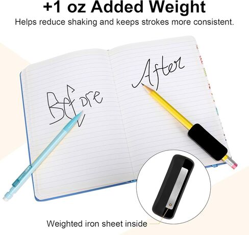 Weighted Pencil Grips 4 Pack, 1 oz Silicone Handwriting Aids for Kids & Adults, Writing Support for Dysgraphia, Autism, ADHD, Arthritis, Tremors, Grip Strength & Fine Motor Skills in Saudi Arabia