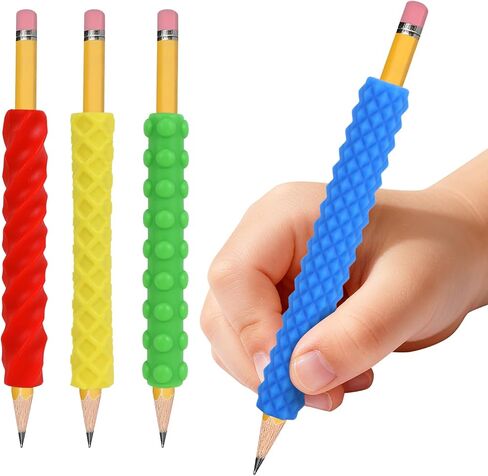 Sensory Pencil Grips for Kids 4 Pack, Quiet Classroom Fidget Toys, Textured Silicone ADHD & Autism Calming Tools, Anxiety Relief Item for Adults & Teens, Christmas Stocking Stuffers Gifts in Saudi Arabia