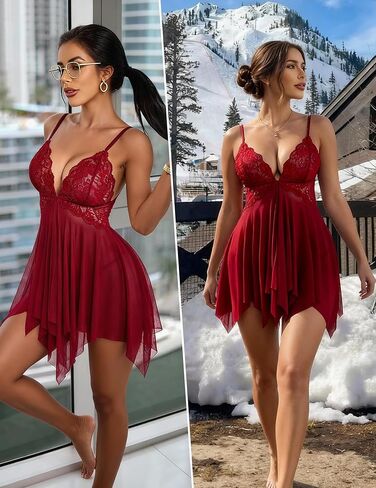 Avidlove Lingerie for Women Lace Babydoll Lingerie Dress with Thong Mesh Chemise Sleepwear Exotic Boudoir Outfits in Saudi Arabia