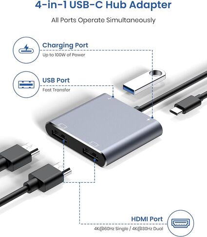 USB C إلى محول HDMI ، 4K USB C HUB مع 100W PD in Kuwait