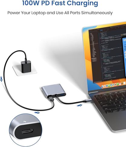 USB C إلى محول HDMI ، 4K USB C HUB مع 100W PD in Kuwait