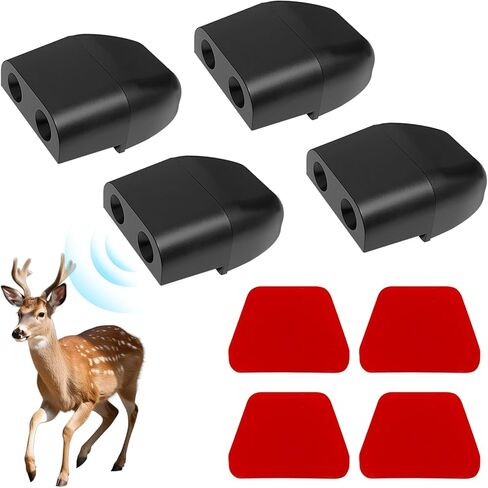 4 قطع من صفارات الغزلان للسيارة، صفارات السيارات لحفظ صفارات الغزلان لتجنب الاصطدامات، أجهزة تحذير الغزلان في السيارة، مستشعر القرن، ملحقات السيارة لتنبيه الحيوانات العالمية in Kuwait