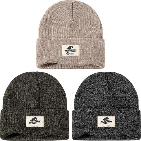 3 Packs Winter Beanie Hats for Men Women, Unisex Soft Warm Thick Beanies, Cuffed Knit Skull Cap in Saudi Arabia