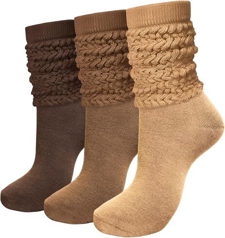 3 Pairs Slouch Scrunch Socks for Women, Women's Leg Warmers Heavy Soft Extra Long Socks in Saudi Arabia