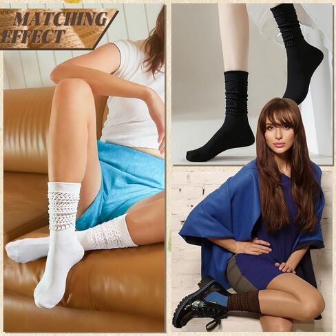3 أزواج من الجوارب Slouch Scrunch للنساء، جوارب طويلة جدًا لتدفئة الساق ثقيلة وناعمة in Saudi Arabia