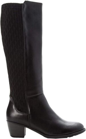 Propet Womens Talise Zippered Casual Boots Knee High Mid Heel 2-3" - Black in Saudi Arabia