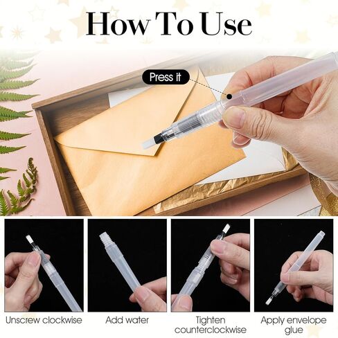 10Pcs Pencil Style Envelope Moistener with Nylon Brush Head Mailing for Letter Sealer Envelope & Stamp Moisteners for Mailing Letters Office Classroom, White in Saudi Arabia