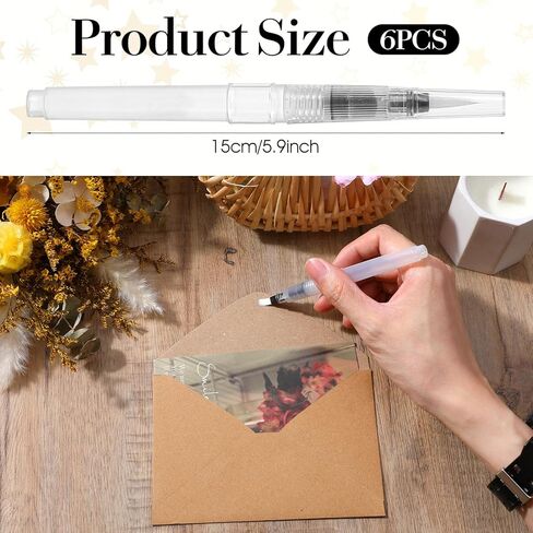 Xindojuz 6 PCS Pencil Style Envelope Sealer Moistener, Stamp Moisteners with Nylon Brush Head, Envelope Licker Tool Mailing Moistener Wetter Roller for Office Classroom (Clear) in Saudi Arabia