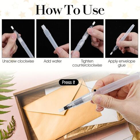 Xindojuz 6 PCS Pencil Style Envelope Sealer Moistener, Stamp Moisteners with Nylon Brush Head, Envelope Licker Tool Mailing Moistener Wetter Roller for Office Classroom (Clear) in Saudi Arabia