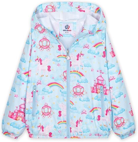 WELAKEN Girls' Lightweight Water-Resistant Jacket Lined Zip-Up Windbreaker with Pockets for Kids & Toddler in Saudi Arabia