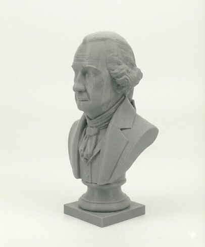 George Washington Head Statue | Durable Grey Plastic Historical Bust | Classic American President Sculpture for Desk, Shelf, Classroom, or Library Decor in Saudi Arabia