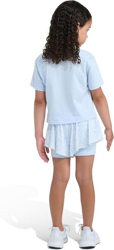 adidas, Girls, Tee & AOP Flowy Short Set (Toddler/Little Kids), Crystal Sky, 4 Years, Little Kid in Kuwait