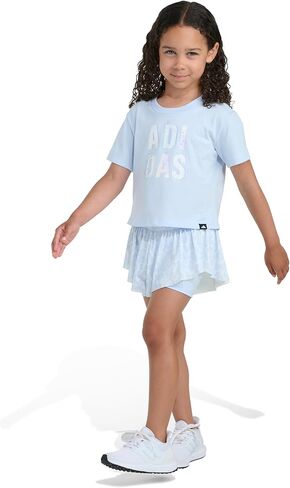 adidas, Girls, Tee & AOP Flowy Short Set (Toddler/Little Kids), Crystal Sky, 4 Years, Little Kid in Kuwait