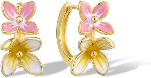 Santuzza 925 الفضة الاسترليني المينا اليدوية زهرة هوب الاقراط in Kuwait