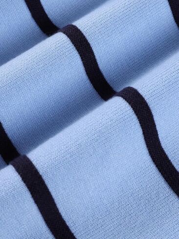 Girls Striped Cardigan Sweater Light Blue with Navy Stripes Button-Down V-Neck Knit Cardigan for Girls 6-16Y in Saudi Arabia