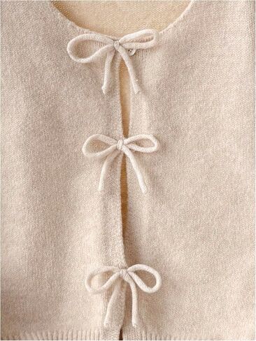 SHENHE Girl's Cute Button Up Cardigan Bow Cozy Sweaters Long Sleeve Knit Fall Tops Khaki 12Y in Saudi Arabia