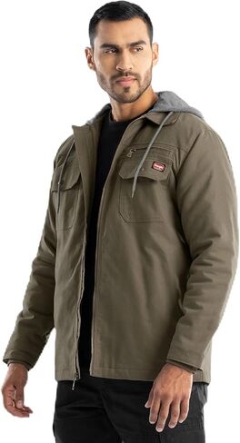 Wrangler Workwear Men's Quilted Lined Work Shirt Jacket with Hood in Saudi Arabia