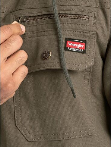Wrangler Workwear Men's Quilted Lined Work Shirt Jacket with Hood in Saudi Arabia