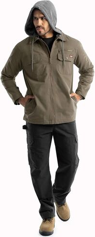 Wrangler Workwear Men's Quilted Lined Work Shirt Jacket with Hood in Saudi Arabia