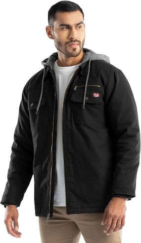 Wrangler Workwear Men's Quilted Lined Work Shirt Jacket with Hood in Saudi Arabia