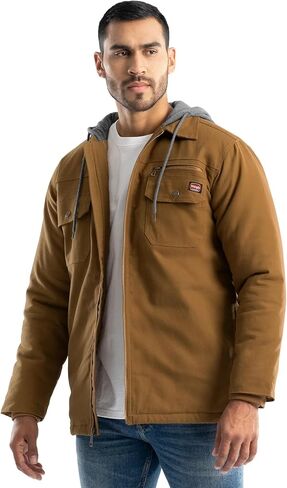 Wrangler Workwear Men's Quilted Lined Work Shirt Jacket with Hood in Saudi Arabia