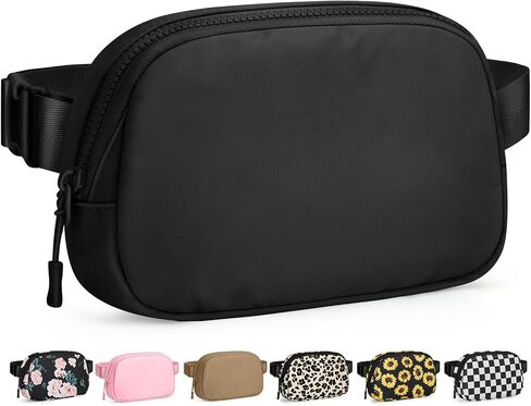 Fanny Packs for Women Cross Body Bag Waterproof Belt Bag with Adjustable Strap and Zipper Back Pocket Small Crossbody Bags Fashion Waist Packs for Workout Travelling(Black) in Kuwait