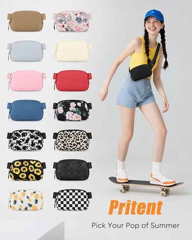 Fanny Packs for Women Cross Body Bag Waterproof Belt Bag with Adjustable Strap and Zipper Back Pocket Small Crossbody Bags Fashion Waist Packs for Workout Travelling(Black) in Kuwait