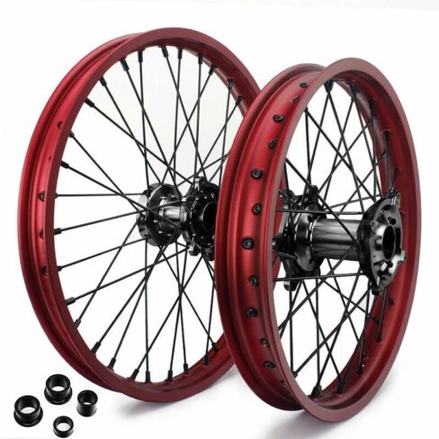 TOFR 21 "/19" مجموعة عجلات CNC لهوندا CR125R CR250R CRF250R CRF450R 04-13 محور أسود بحافة حمراء in Kuwait