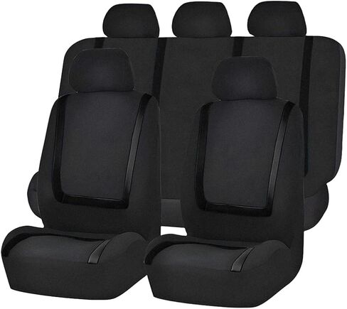 Car Seat Covers, Full Set Split Non-Slip Vehicle Front & Rear Seat Protector, Durable Comfortable Automotive Interior Chair Protective Cover, Universal for SUV Automobile Truck (Black) in Saudi Arabia