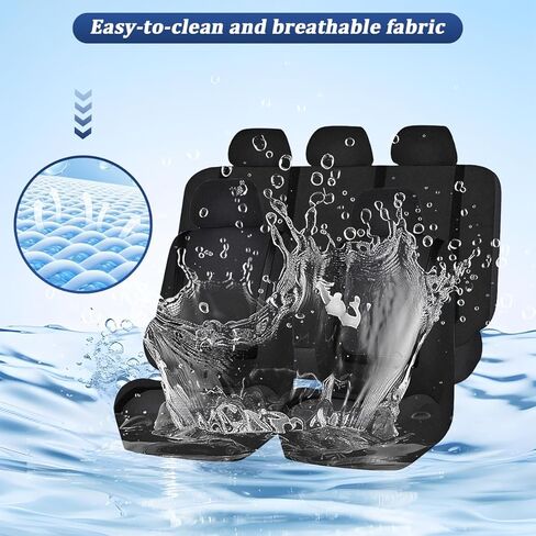 Car Seat Covers, Full Set Split Non-Slip Vehicle Front & Rear Seat Protector, Durable Comfortable Automotive Interior Chair Protective Cover, Universal for SUV Automobile Truck (Black) in Saudi Arabia