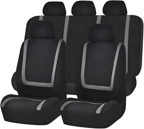 Car Seat Covers, Full Set Split Non-Slip Vehicle Front & Rear Seat Protector, Durable Comfortable Automotive Interior Chair Protective Cover, Universal for SUV Automobile Truck (Black) in Saudi Arabia
