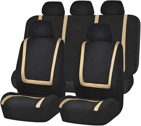 Car Seat Covers, Full Set Split Non-Slip Vehicle Front & Rear Seat Protector, Durable Comfortable Automotive Interior Chair Protective Cover, Universal for SUV Automobile Truck (Black) in Saudi Arabia