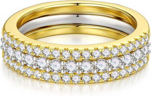 MOOSEA Moissanite Rings for Women 14K Gold Plated 925 Sterling Silver Wedding Band Engagement Rings for Women Anniversary Promise Ring Womens Wedding Bands Silver Jewelry Gifts in Saudi Arabia
