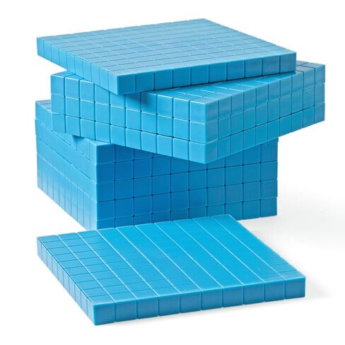 hand2mind Blue Plastic Base Ten Blocks Flats Set, Place Value Blocks, Counting Cubes for Kids Math, Base Ten Blocks Classroom Set, Math Blocks Kindergarten, Base 10 Math Manipulatives (Set of 10) in Saudi Arabia