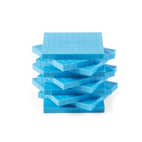 hand2mind Blue Plastic Base Ten Blocks Flats Set, Place Value Blocks, Counting Cubes for Kids Math, Base Ten Blocks Classroom Set, Math Blocks Kindergarten, Base 10 Math Manipulatives (Set of 10) in Saudi Arabia