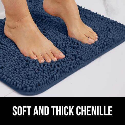 GORILLA GRIP Bathroom Rug Sets 3 Piece, Bath Mat Set and Oval Toilet Base with Rubber Backing, Plush Absorbent Shaggy Chenille Washable Mats, Includes 24x19.5, 24x17 and 36x24 Inch Rugs, Navy in Saudi Arabia