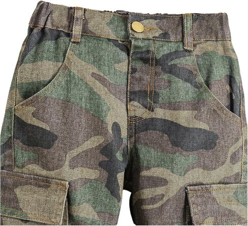 WDIRARA Boy's Camo Cargo Jeans Streetwear Straight Leg Denim Pants with Flap Pockets in Saudi Arabia
