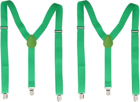 HOMSFOU 2pcs St Patrick’s Theme Green Suspenders with Lucky Shamrock Pattern, Adjustable Heavy Duty Elastic Suit Suspenders for Men’s Party Accessories in Saudi Arabia