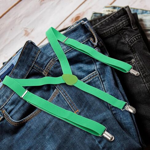 2pcs St Patricks Day Suspenders for Men Heavy Duty Elastic Jean Strap Adjustable Lucky Shamrock Party Accessories in Saudi Arabia
