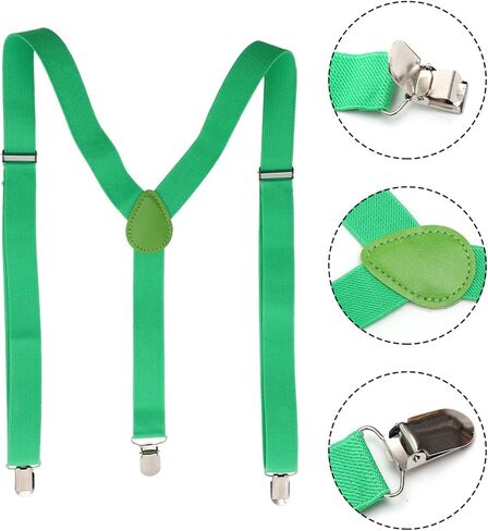 2pcs St Patricks Day Suspenders for Men Heavy Duty Elastic Jean Strap Adjustable Lucky Shamrock Party Accessories in Saudi Arabia