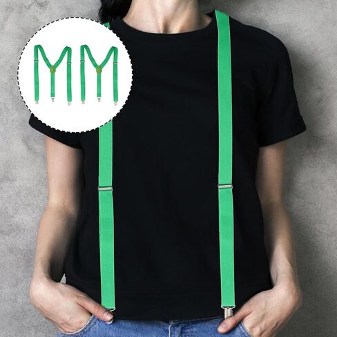Ciieeo St Patricks Day Suspenders 2pcs Green Adjustable Strap Suspenders Men Multifunctional Suit and Jean Pant Braces for Holiday Celebration in Kuwait