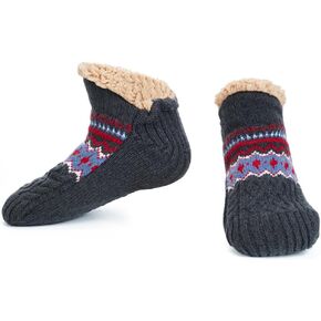 جوارب LEMZONE Fuzzy Slipper للرجال، جوارب كابينة مبطنة بالصوف غير قابلة للانزلاق مع مقابض عيد الميلاد هدايا مريحة in Kuwait