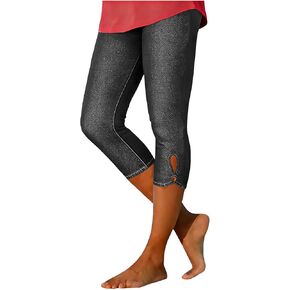 LRMQS Denim Capris for Women Stretch Pull on Plus Size Elastic Waist Trendy Jeans Leggings 2026 Casual Summer Capri Pants in Saudi Arabia