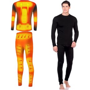 Electric Heated Underwear Set Fleece Lined Thermal Body Suit Men Winter Motorcycle Top Pants in Saudi Arabia