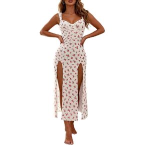 Floral Backless and Sleeveless Nightgown for Women High-Waisted Split Skirt Lingerie Sexy Underwear in Saudi Arabia